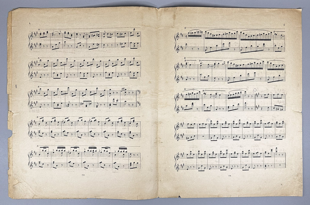 Lot of 3 Antique Sheet Music Editions: Dvořák, Liadow, Rubinstein. Piano Solo. Leipzig, Berlin, Paris, c. 1890s-1900s. In French and German.