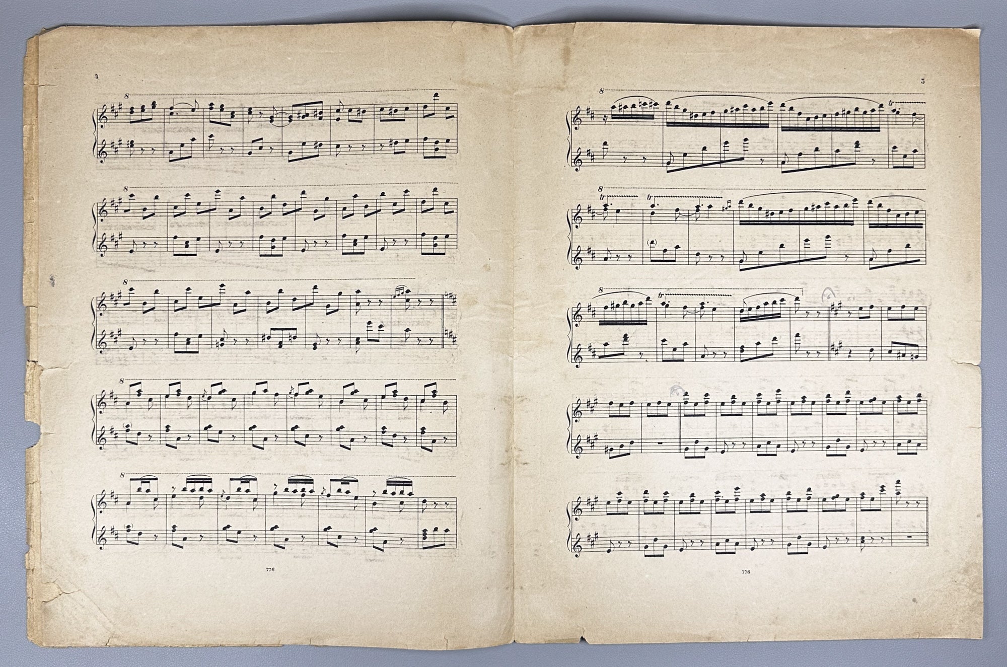 Lot of 3 Antique Sheet Music Editions: Dvořák, Liadow, Rubinstein. Piano Solo. Leipzig, Berlin, Paris, c. 1890s-1900s. In French and German.