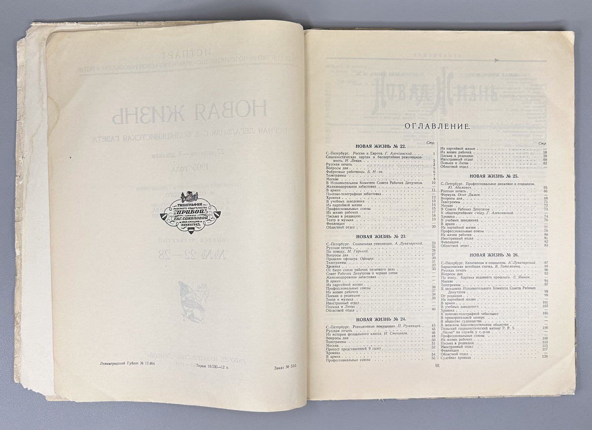 New Life: The First Legal Social-Democratic Bolshevik Newspaper, 27 October - 3 December 1905 (Novaya zhizn: pervaya legalnaya sotsial-demokraticheskaya bolshevistskaya gazeta). Issues 3 and 4. Reprint. Leningrad, 1926. In Russian.