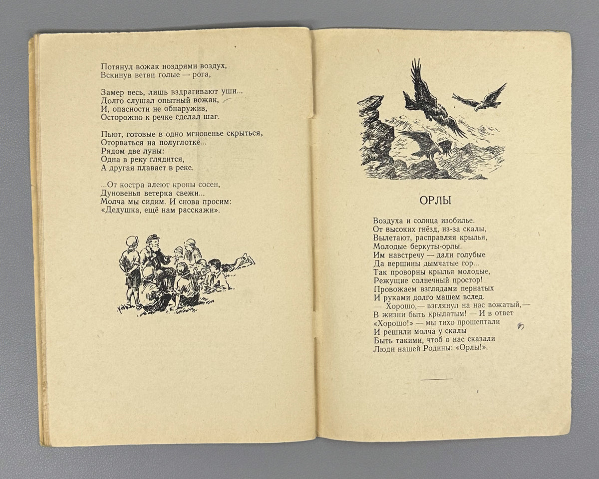 Ivanov, Ivan. Friendship Campfire: Poems for Children (Kostyor druzhby: stikhi). Design by S. Alyukhin. Chelyabinsk, 1953. In Russian.