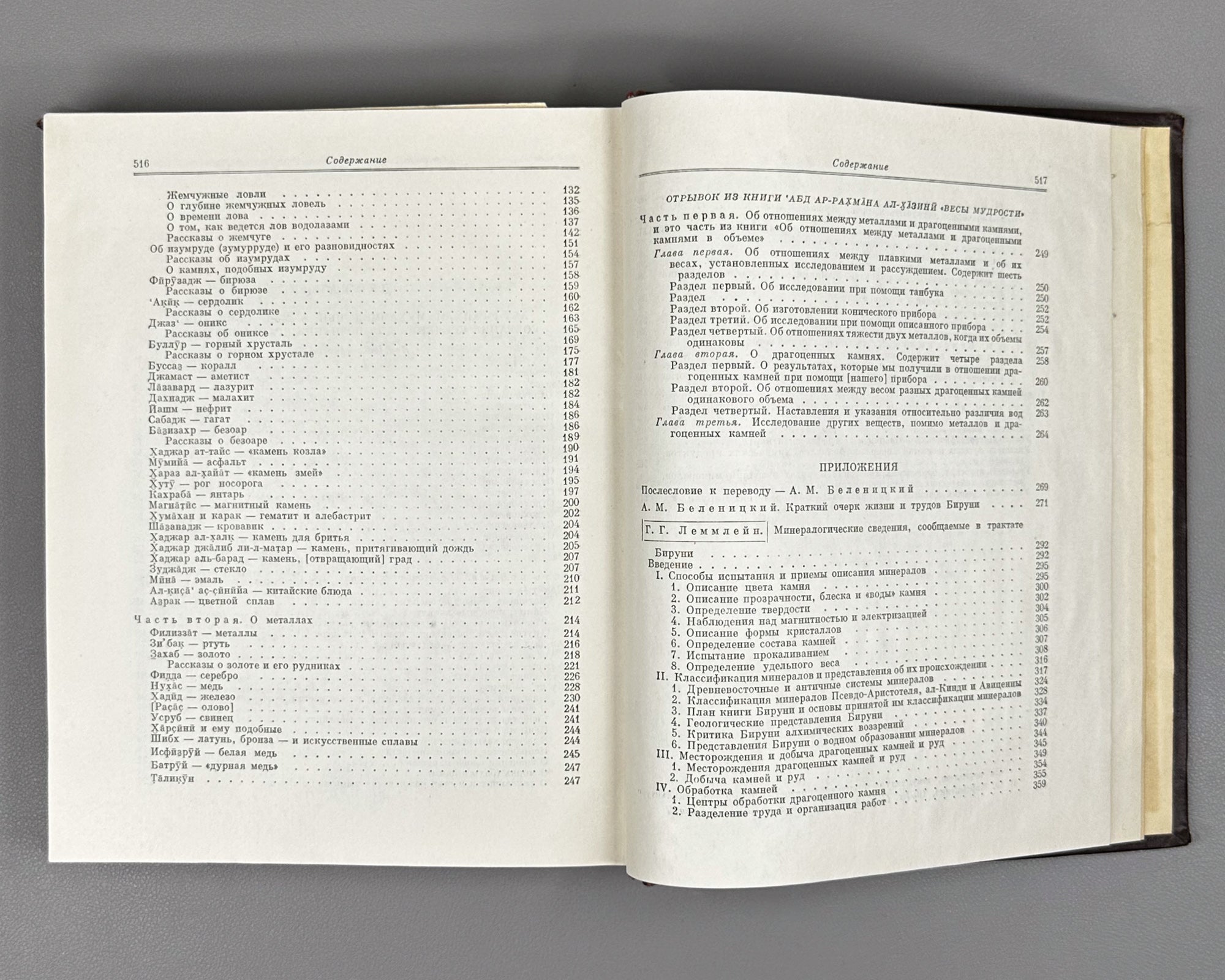 Al-Biruni, Abu-r-Raykhan Muhammad ibn Ahmad. A Collection of Information for the Recognition of Precious Stones (Mineralogy) (Kitab al-jamahir fi ma'rifat al-jawahir). Series: Classics of Science, 1963. First complete Russian translation.