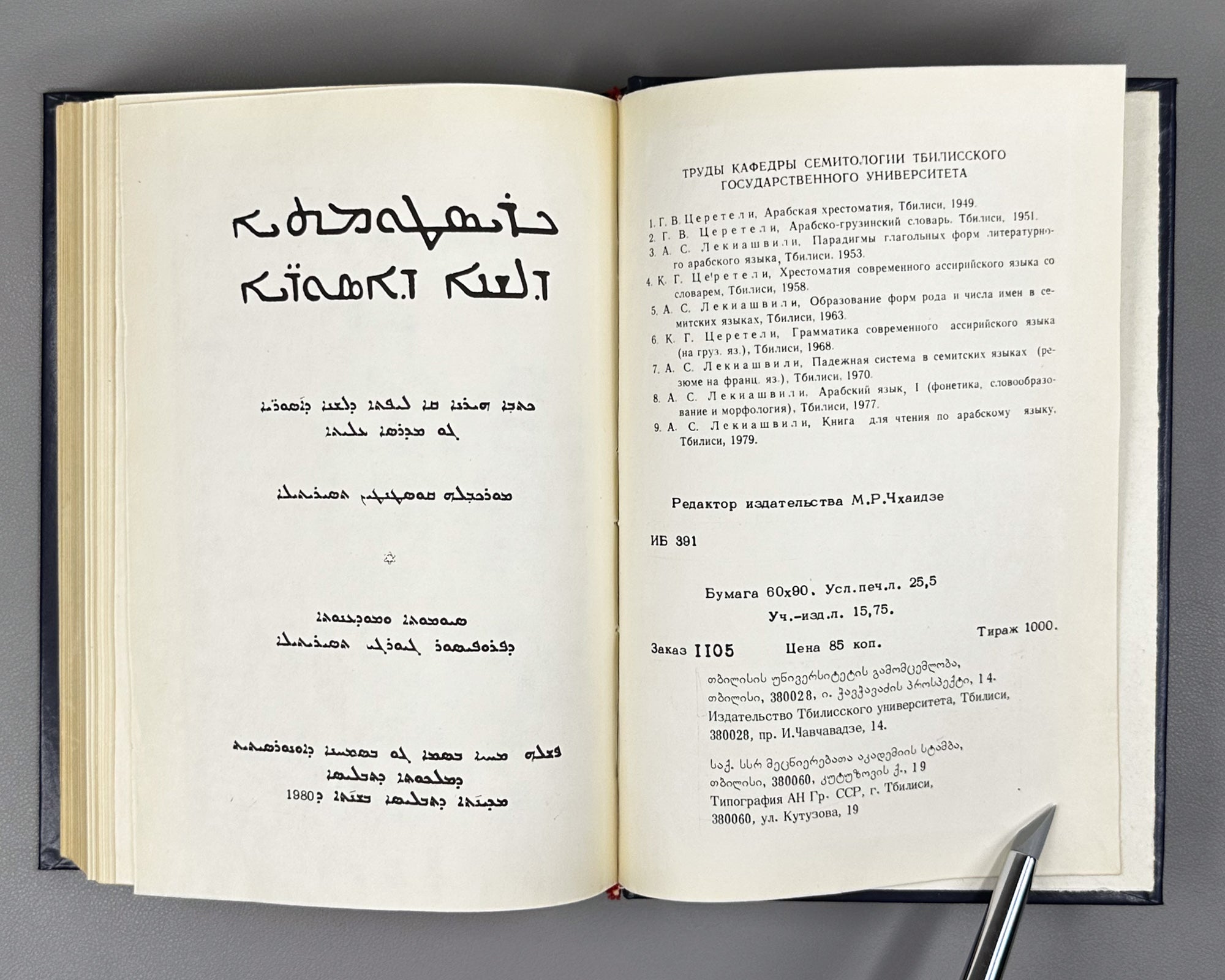 Tsereteli, K. A Reader of the Modern Assyrian Language with a Dictionary (Khrestomatiya sovremennogo assiriyskogo yazyka so slovarem). 1980. In Modern Assyrian with a Russian-language dictionary and apparatus.