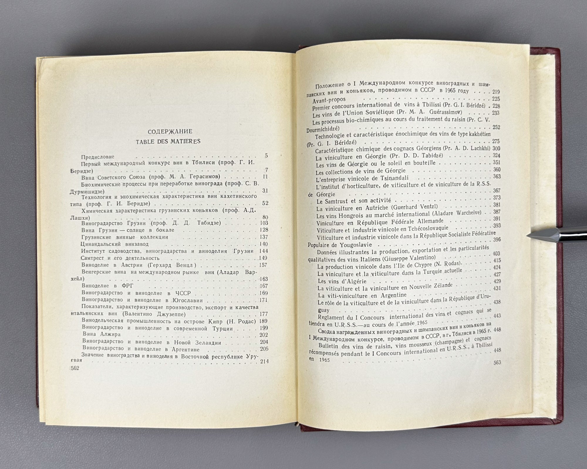 Catalogue of the I International Wine Competition (Katalog. I Mezhdunarodnyy konkurs vin). Tbilisi, 1966. In Russian and French.