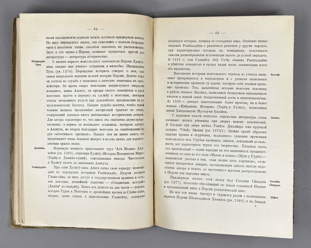 Bertels, Yevgeny. Essay on the History of Persian Literature (Ocherk istorii persidskoi literatury). First edition. Publication of the Leningrad Oriental Institute named after A. S. Enukidze, 1928. In Russian.