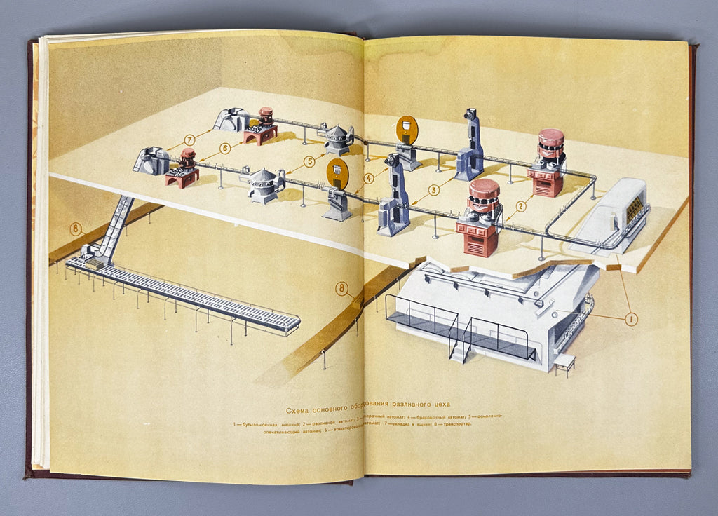 Catalogue of Liqueur and Vodka Products (Katalog likerno-vodochnykh izdeliy) / illustrated by N. I. Martynov, P. I. Tomazo, A. S. Stupin, and A. M. Yakovlev; Art-Design Combine of Pishchepromizdat MPPT USSR, 1957. In Russian.
