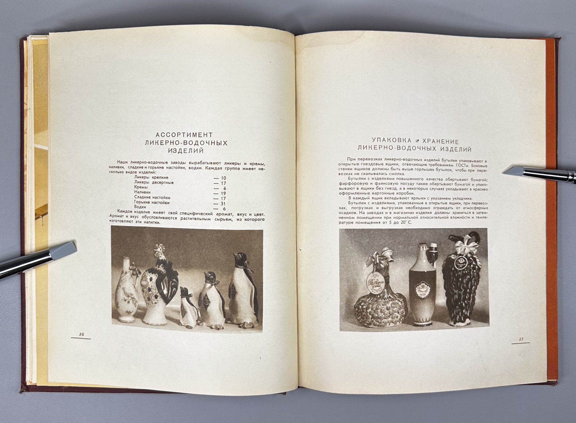 Catalogue of Liqueur and Vodka Products (Katalog likerno-vodochnykh izdeliy) / illustrated by N. I. Martynov, P. I. Tomazo, A. S. Stupin, and A. M. Yakovlev; Art-Design Combine of Pishchepromizdat MPPT USSR, 1957. In Russian.