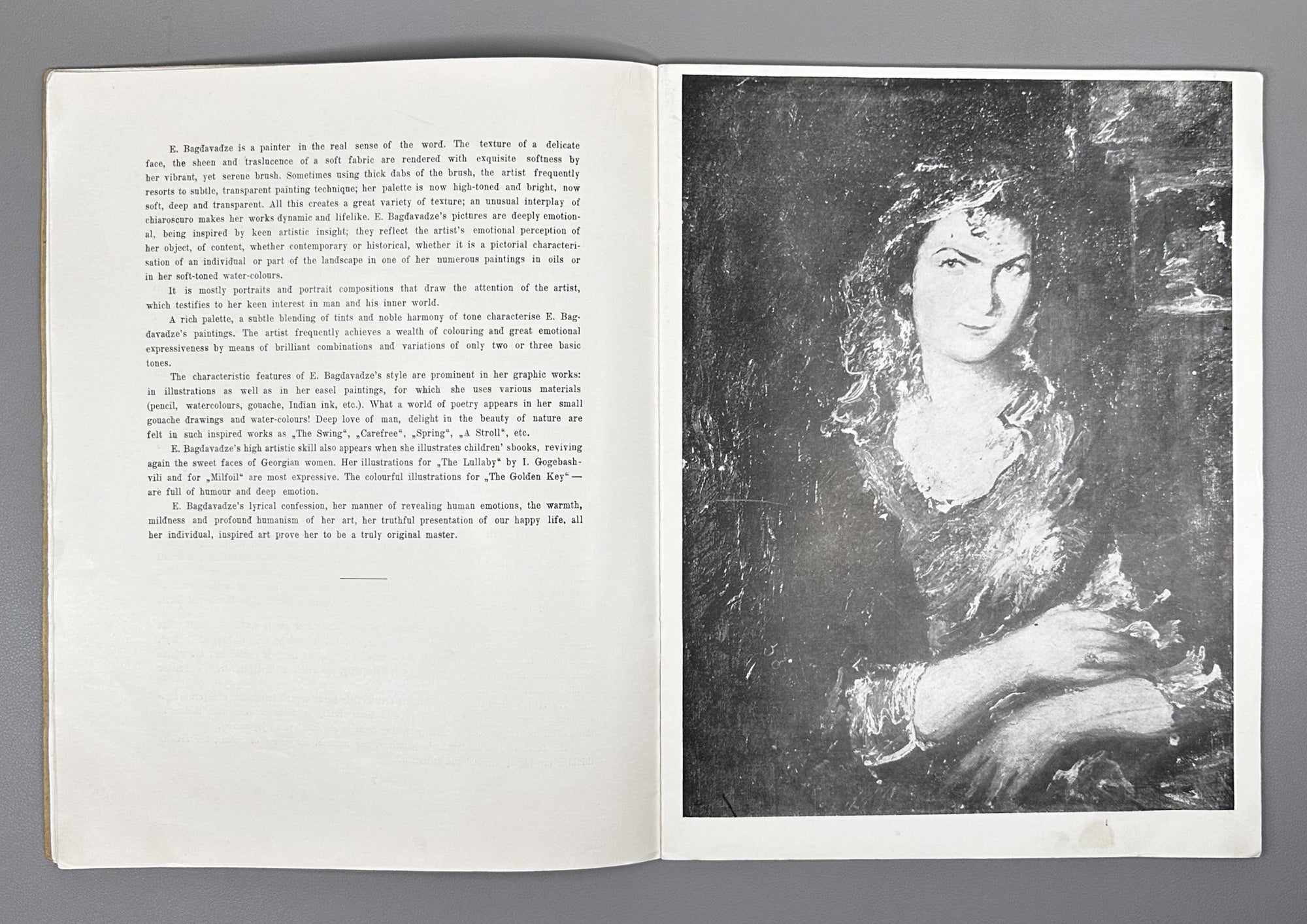 Ekaterine Bagdavadze [Album] / text by Lili Tabukashvili; artist/designer K. Karashvili, 1958. Text in Georgian, Russian, and English.
