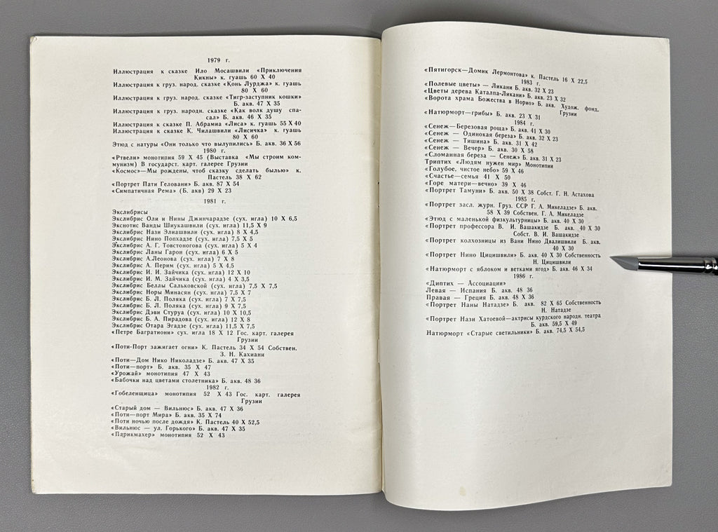 [Signed] Popkhadze, Nino. Exhibition Catalogue (ნინო ფოფხაძე) Tbilisi, 1987. In Georgian and Russian.