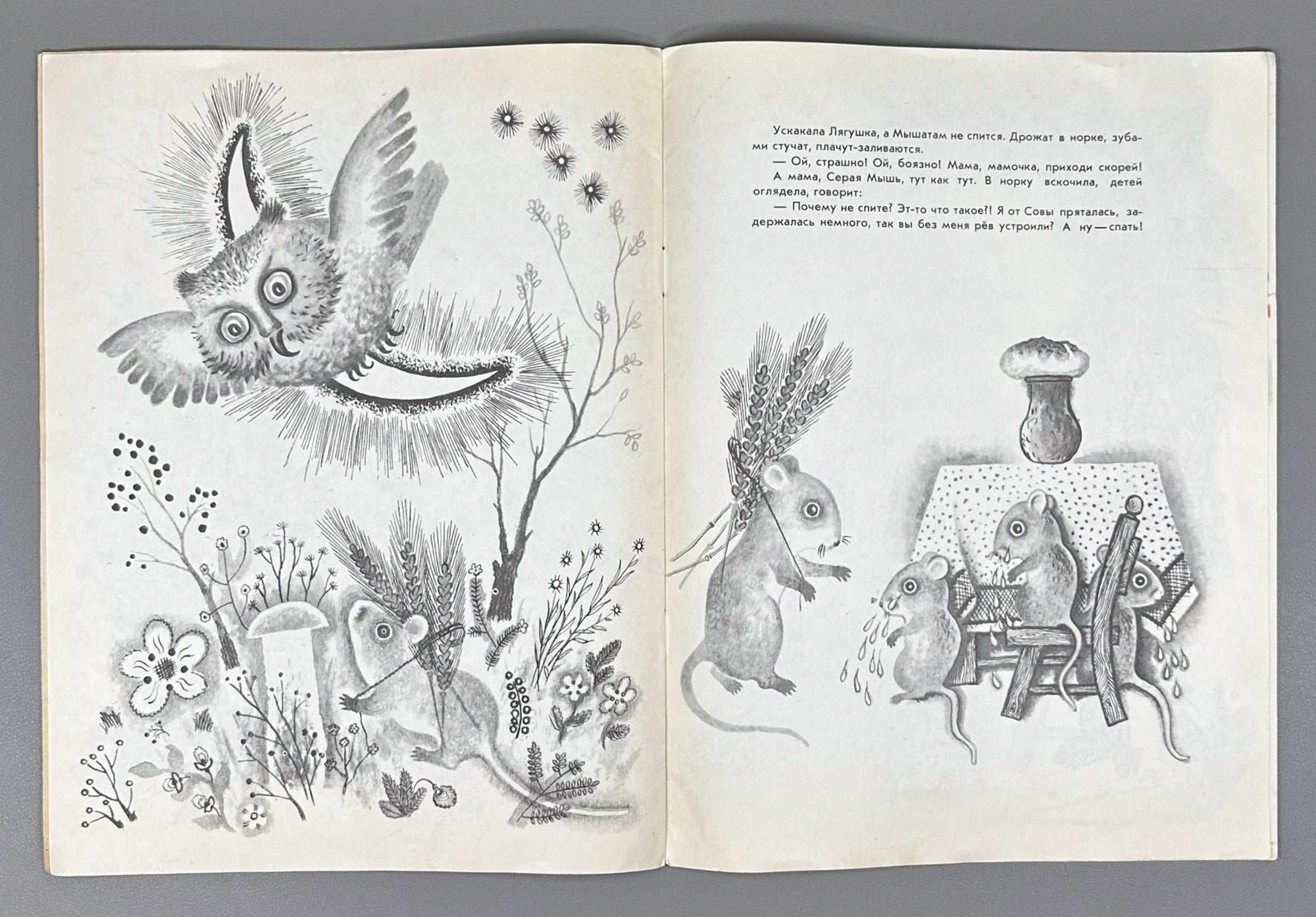 Shim, E. Sleep, Sleep, Little Mice: A Read and Color Book (Spite, spite, myshata). Illustrated by M. Mezheninov. Uncolored, 1972. In Russian