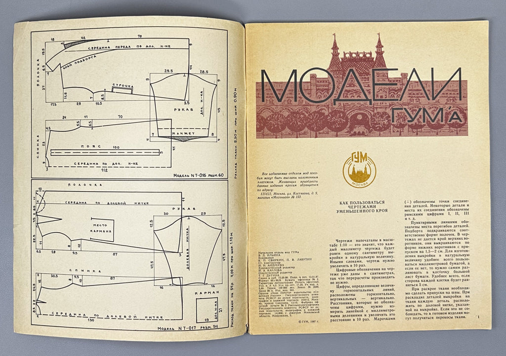 GUM Fashion Models: Models for Full-Figured Women [sewing pattern album]. GUM Fashion Department, headed by V. D. Ilyina, 1987. In Russian.