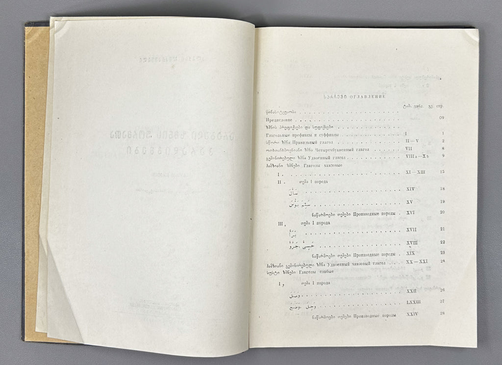 Lekiashvili, A. Paradigms of the Verbal Forms of the Literary Arabic Language (Arabul zmnis formata p'aradigmebi). 1953. In Georgian, Arabic