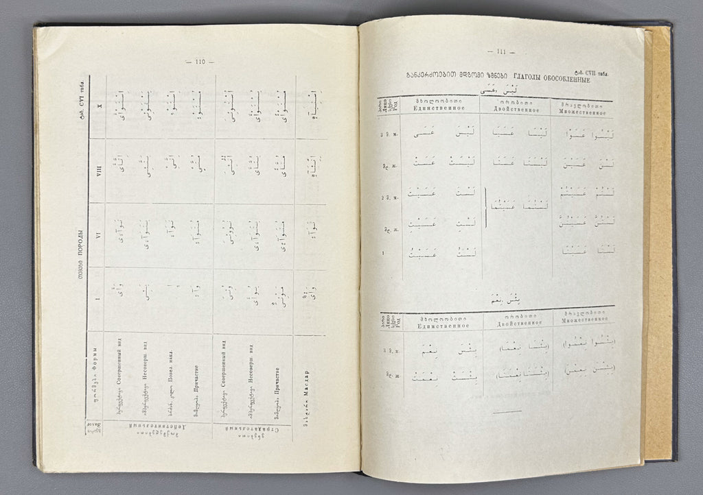 Lekiashvili, A. Paradigms of the Verbal Forms of the Literary Arabic Language (Arabul zmnis formata p'aradigmebi). 1953. In Georgian, Arabic