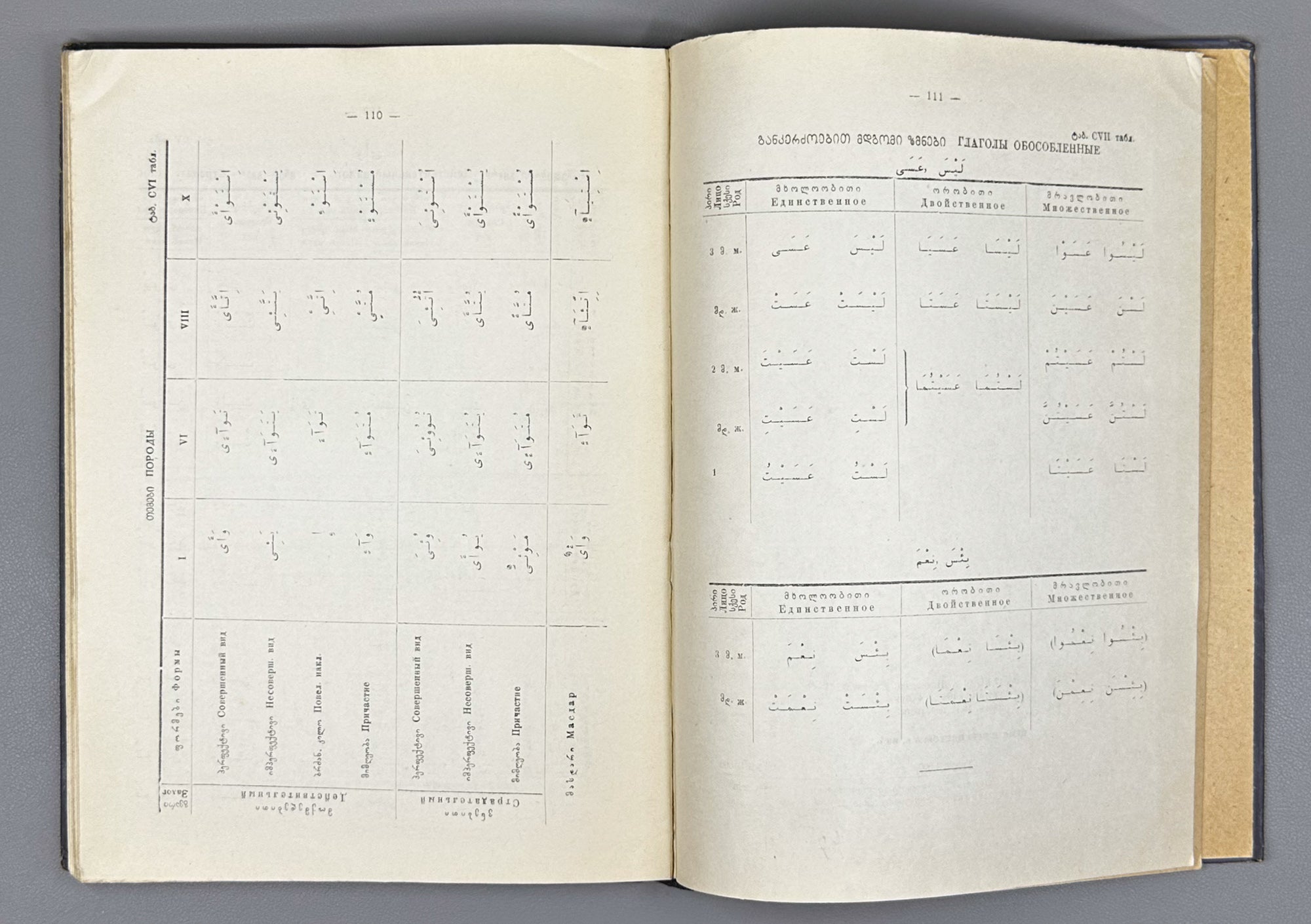 Lekiashvili, A. Paradigms of the Verbal Forms of the Literary Arabic Language (Arabul zmnis formata p'aradigmebi). 1953. In Georgian, Arabic