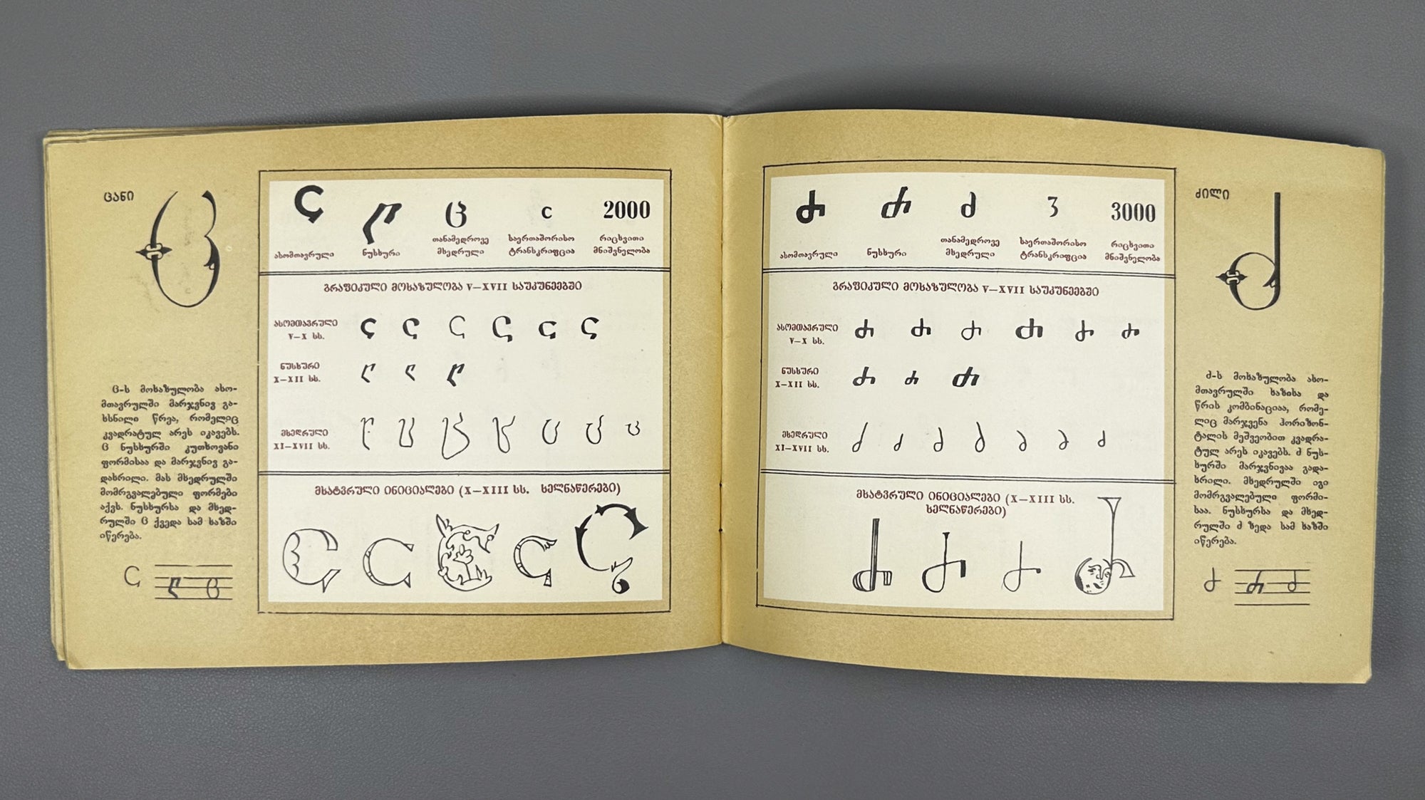 The Georgian Scripts: Asomtavruli, Nuskhuri, Mkhedruli. Compiled by E. Machavariani. Illustrated by Roman Makharadze, 1989. In Georgian.