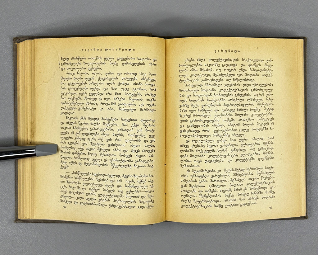 [Georgian avant-garde] Lisashvili, Iakinte (Khomeriki). Vardnili (Rose Field) : a novel. Illustrated by D. Kutateladze, 1933. In Georgian.
