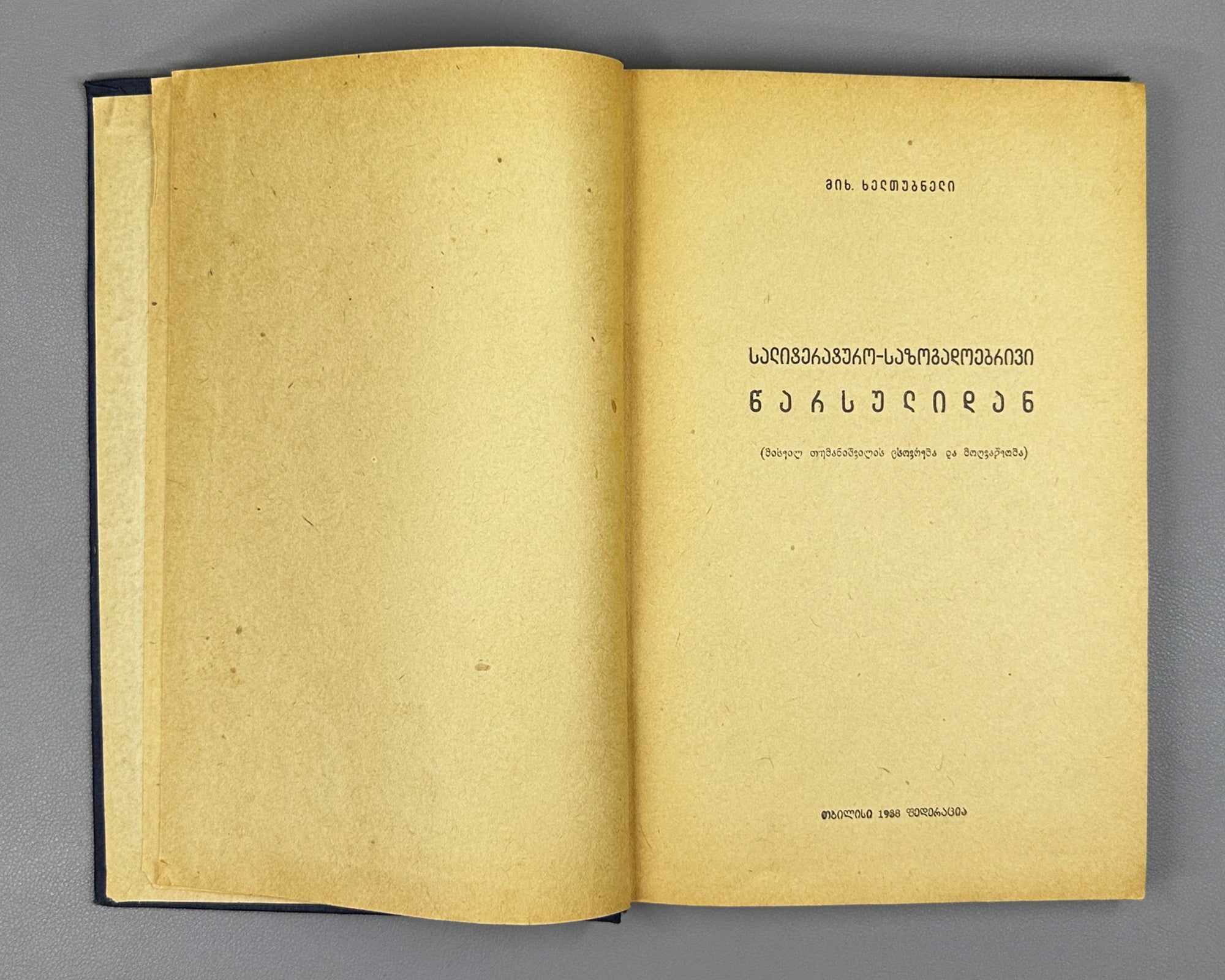 Kheltubneli From the Literary and Social Past The Life and Work of M Tumanishvili (Saliteraturo-sazogadoebrivi tsarsulidan) 1938 In Georgian