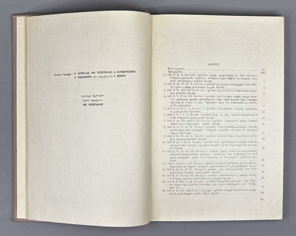 Persian Historical Documents in the Book Depositories of Georgia (Sp'arsuli istoriuli sabutebi Sakartvelos ts'igntsatsavebshi). Book I, 1961. In Georgian and Persian.