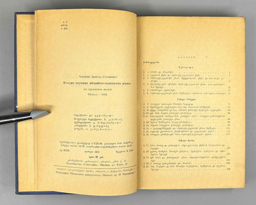 Chikobava Arn., The History of the Study of Ibero-Caucasian Languages. 1965. In Georgian