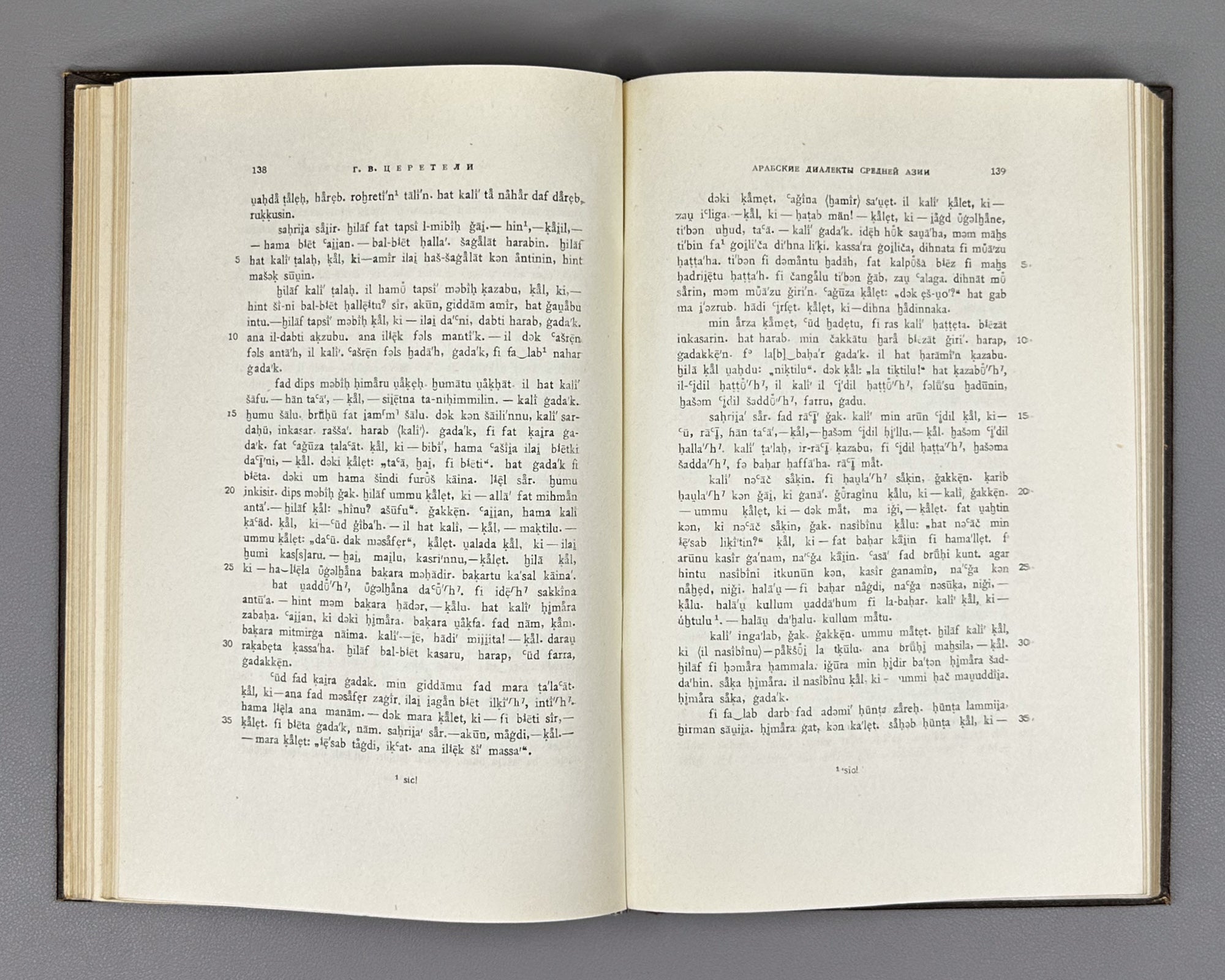 Tsereteli, G. The Arabic Dialects of Central Asia. Bukhara Arabic Dialect (Arabskiye dialekty Sredney Azii). 1956. In Russian and Arabic