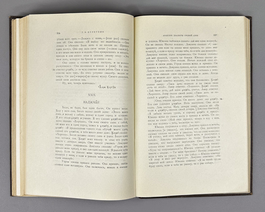 Tsereteli, G. The Arabic Dialects of Central Asia. Bukhara Arabic Dialect (Arabskiye dialekty Sredney Azii). 1956. In Russian and Arabic