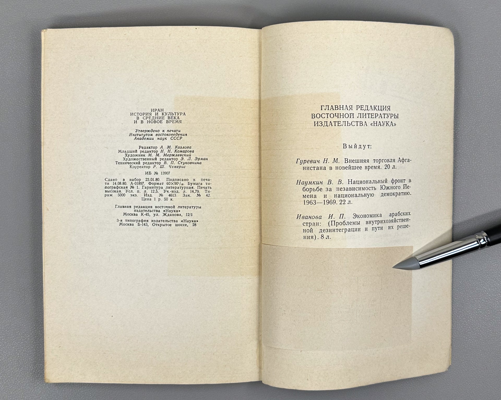 Iran: History and Culture in the Middle Ages and Modern Times (Iran. Istoriya i kultura v srednie veka i novoe vremya), 1980. In Russian.
