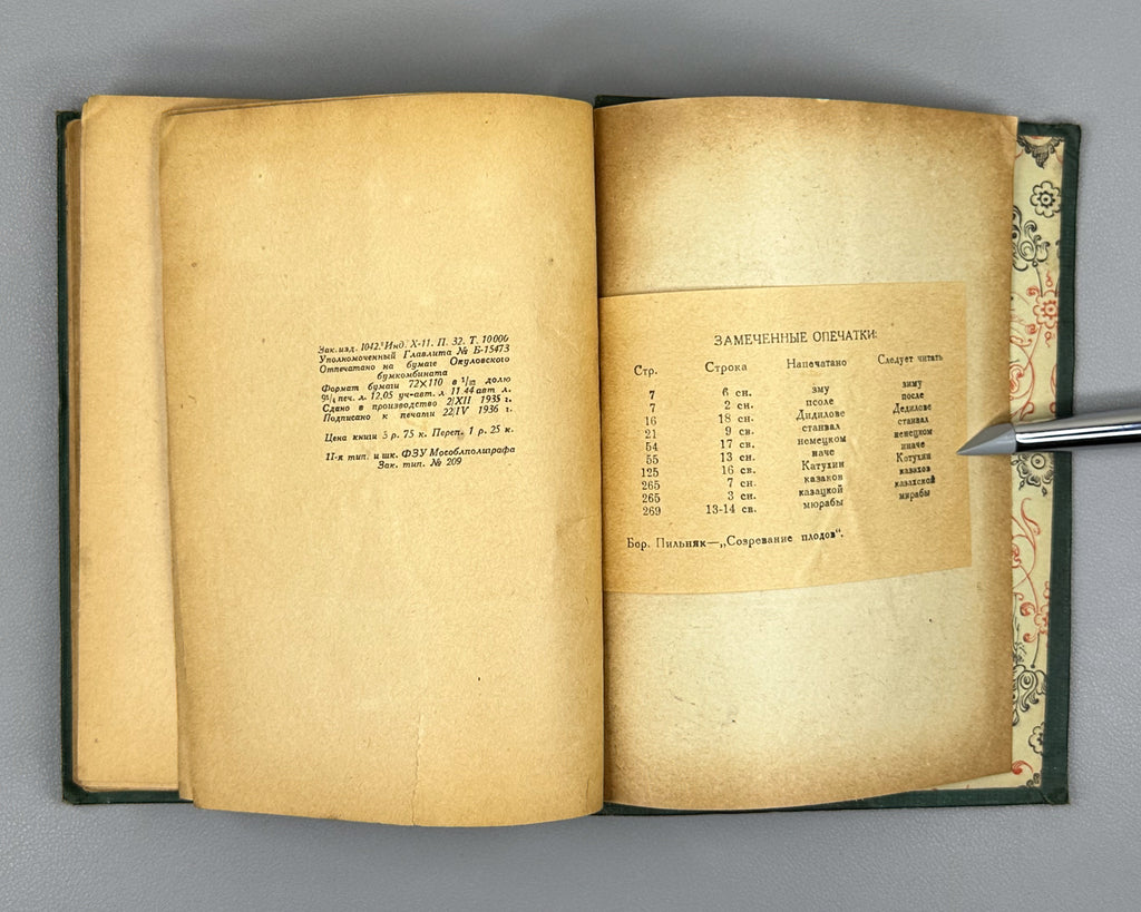 Pilnyak, B. A. The Ripening of Fruit: [Novella] (Sozrevanie plodov), 1936. In Russian.