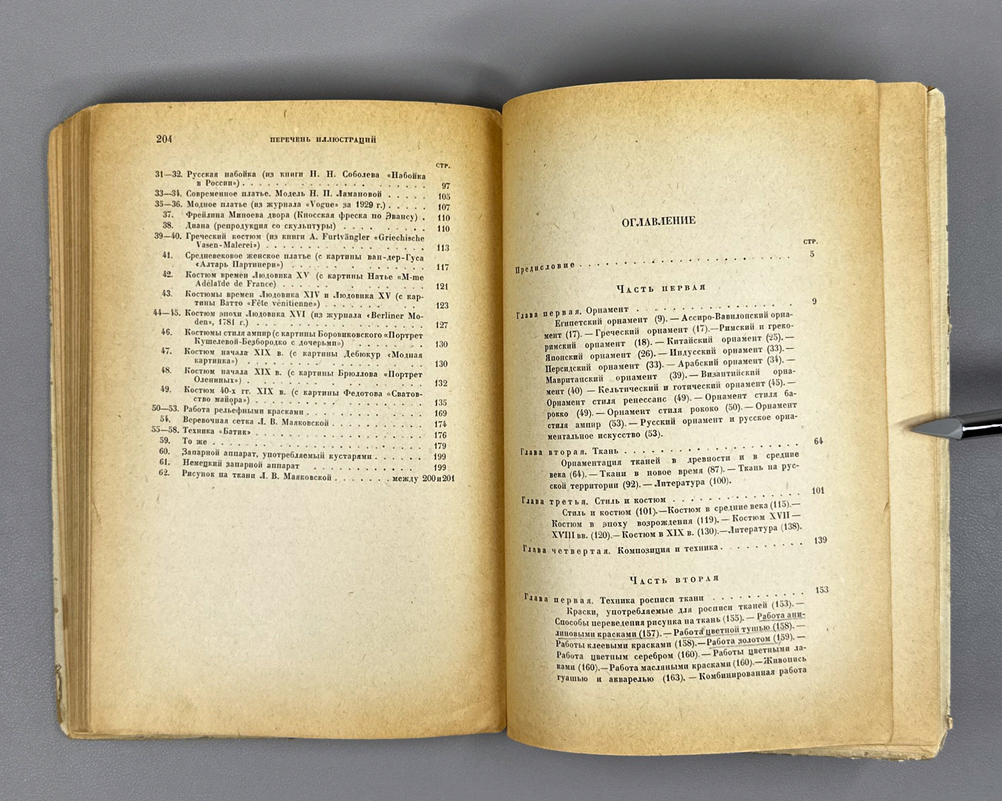 Armand, T. Fabric Ornamentation: A Guide to Textile Painting (Ornamentatsiya tkani. Rukovodstvo po rospisi tkani) Academia, 1931. In Russian.