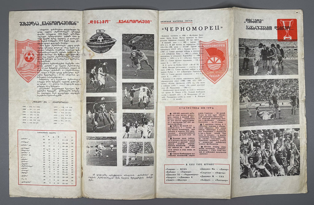Lot of 10 Football Match Programs: Dinamo Tbilisi and USSR National Team, 1979-1981. In Georgian and Russian.