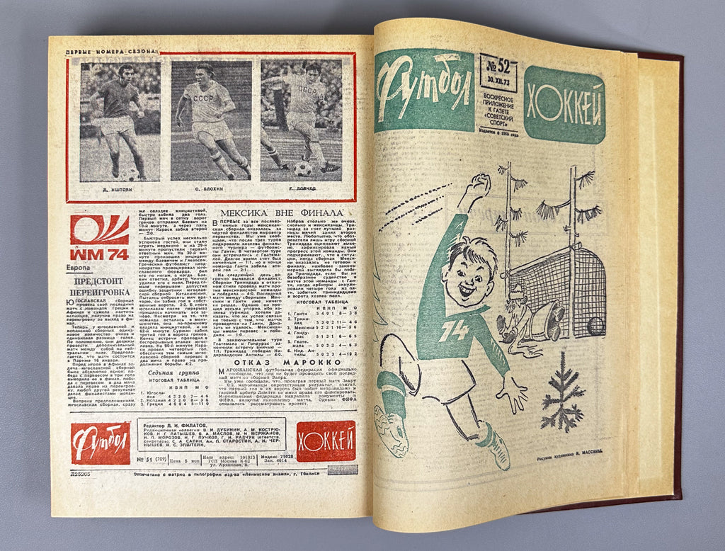 Collection of 17 Bound Volumes: "Football - Hockey" (Futbol - Khokkey) Weekly Magazine. USSR, 1973-1989. Total of 863 issues. In Russian