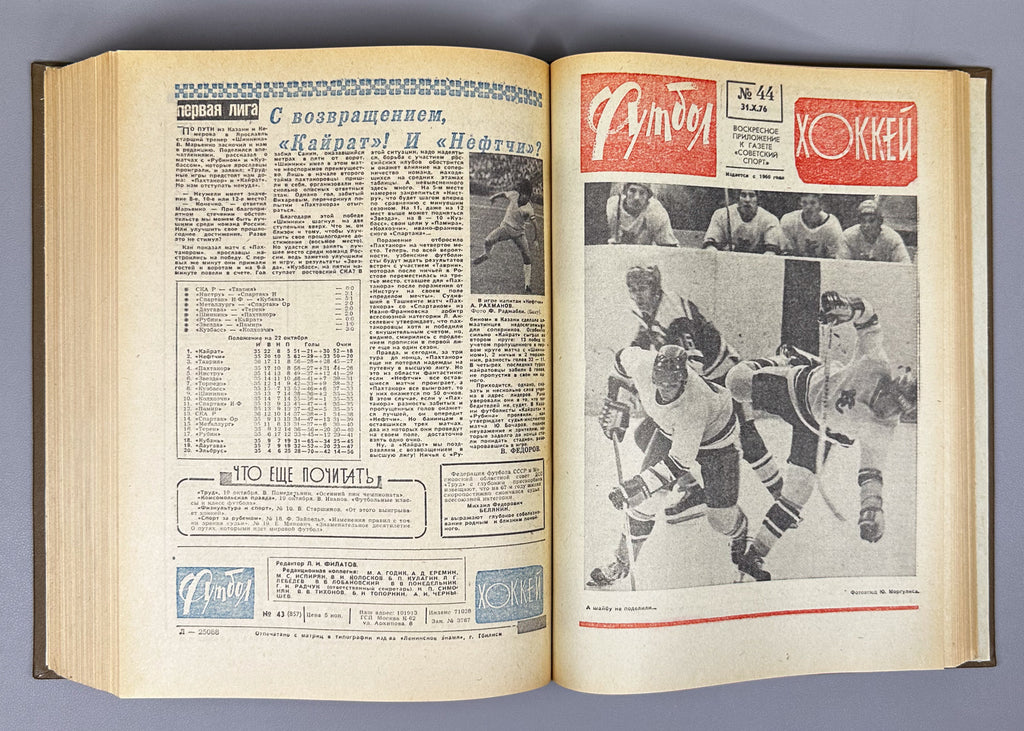 Collection of 17 Bound Volumes: "Football - Hockey" (Futbol - Khokkey) Weekly Magazine. USSR, 1973-1989. Total of 863 issues. In Russian