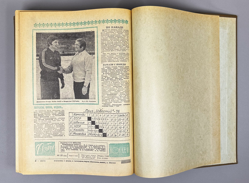 Collection of 17 Bound Volumes: "Football - Hockey" (Futbol - Khokkey) Weekly Magazine. USSR, 1973-1989. Total of 863 issues. In Russian