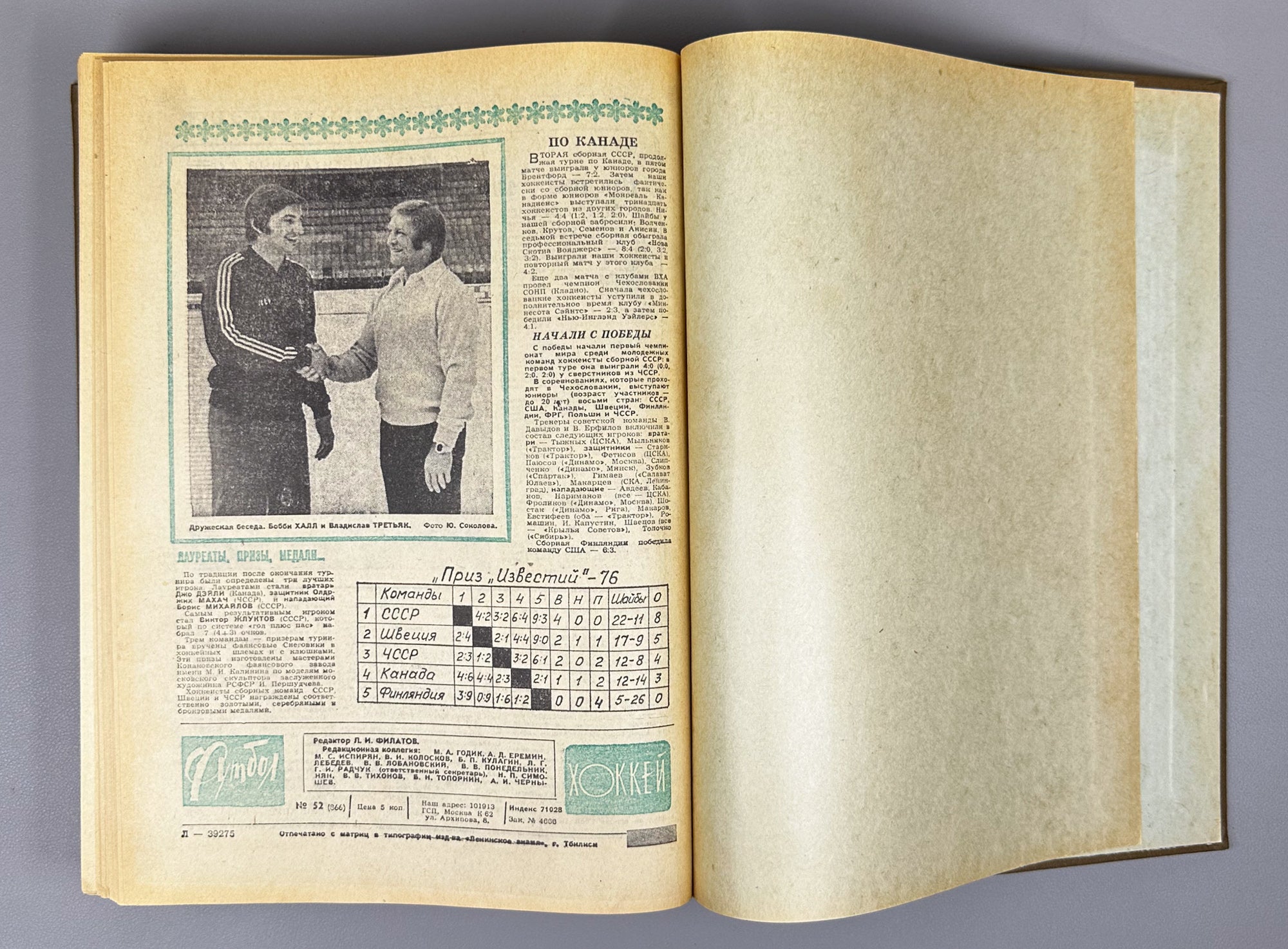 Collection of 17 Bound Volumes: "Football - Hockey" (Futbol - Khokkey) Weekly Magazine. USSR, 1973-1989. Total of 863 issues. In Russian