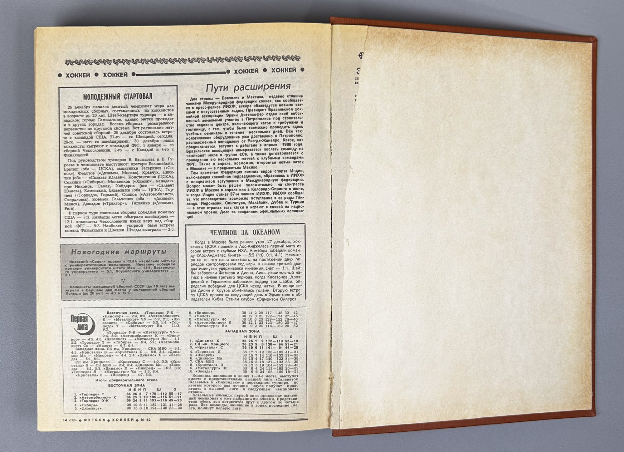 Collection of 17 Bound Volumes: "Football - Hockey" (Futbol - Khokkey) Weekly Magazine. USSR, 1973-1989. Total of 863 issues. In Russian