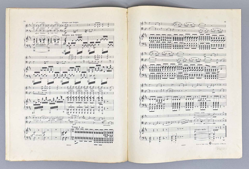Tchaikovsky, P. I. Andante cantabile: tiré de la Symphonie № 5: Op. 64. Arranged for Violin, Violoncelle, and Piano by Fr. Spiro, 1904. In French