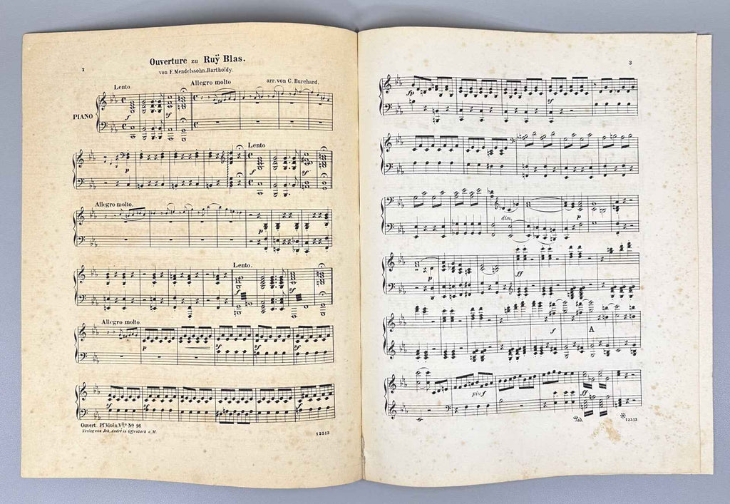 Mendelssohn-Bartholdy, F. Ouverture zu Ruy Blas: Op. 95. Arranged by C. Burchard, 1887. In German.
