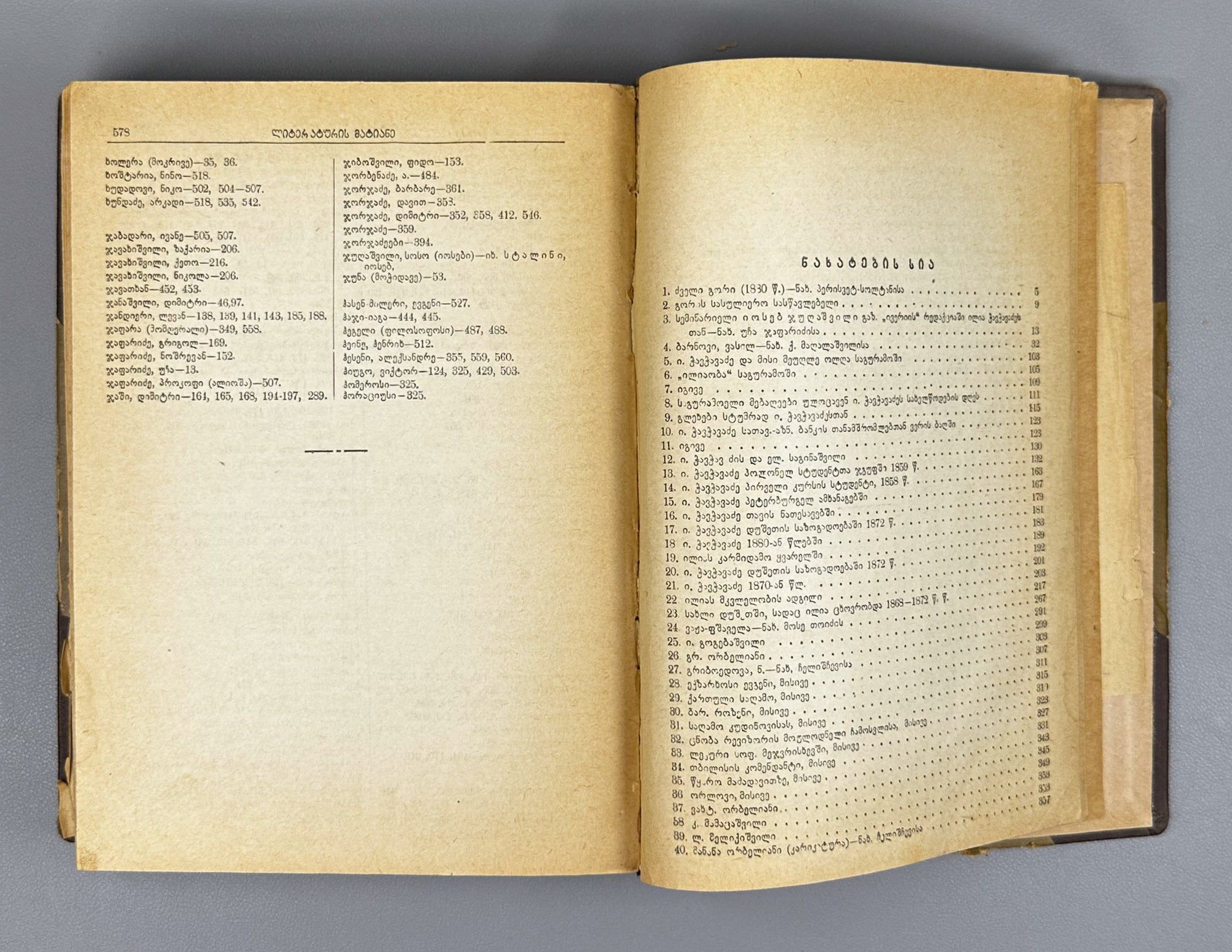 Literaturis Matiane (Literary Chronicle). Books 1–4. Editor-in-chief Giorgi Leonidze. Tbilisi, 1940–1942. In Georgian.
