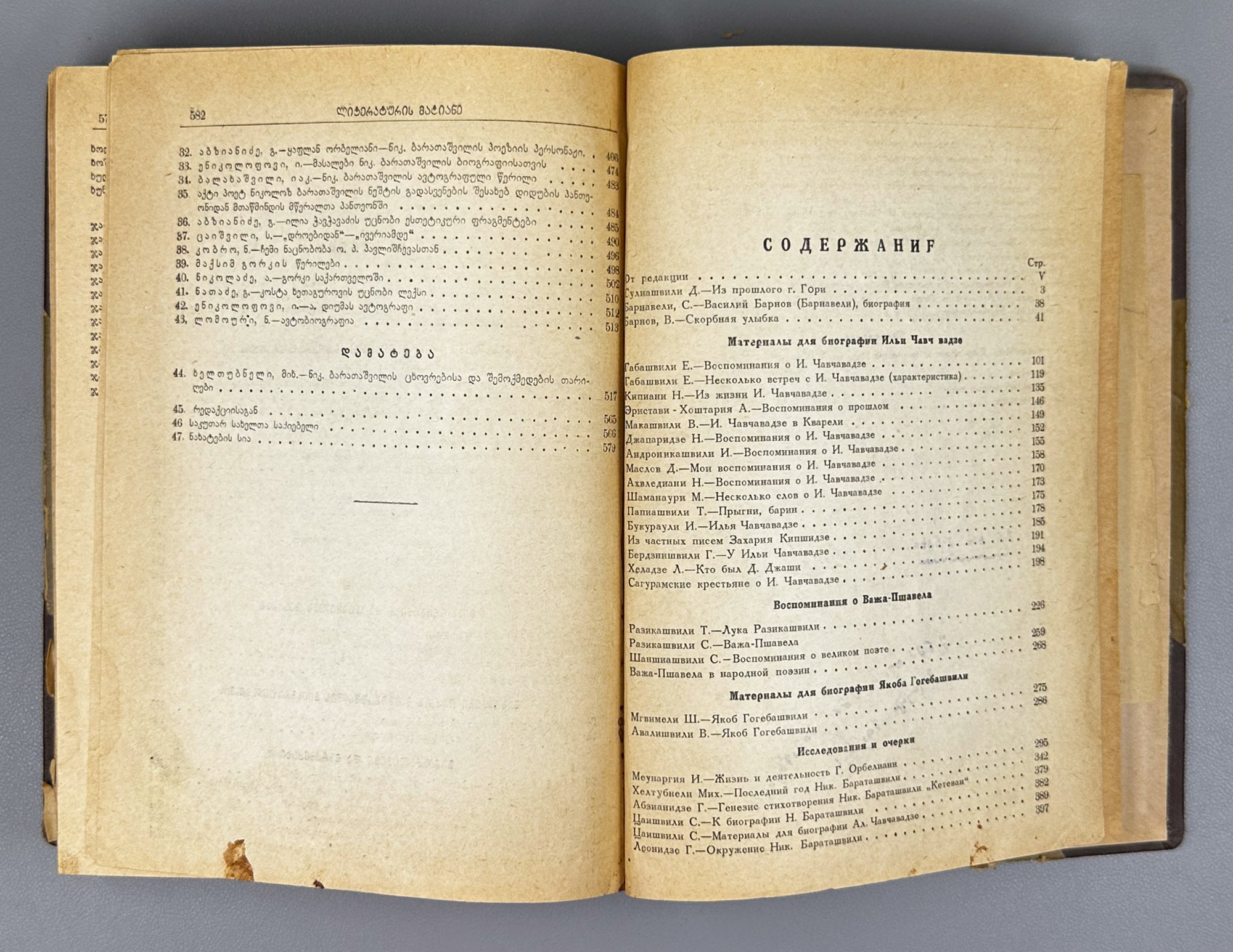 Literaturis Matiane (Literary Chronicle). Books 1–4. Editor-in-chief Giorgi Leonidze. Tbilisi, 1940–1942. In Georgian.