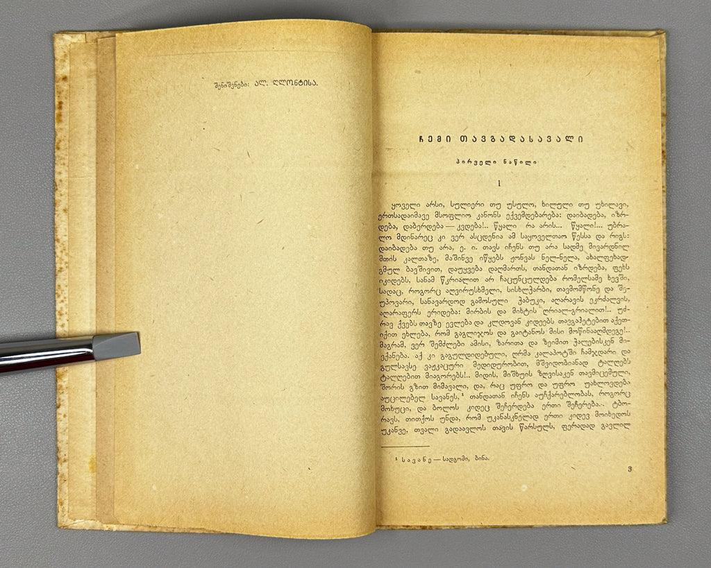 Tsereteli, Akaki. My Life Story (Chemi Tavgadasavali). Tbilisi, 1937. In Georgian.