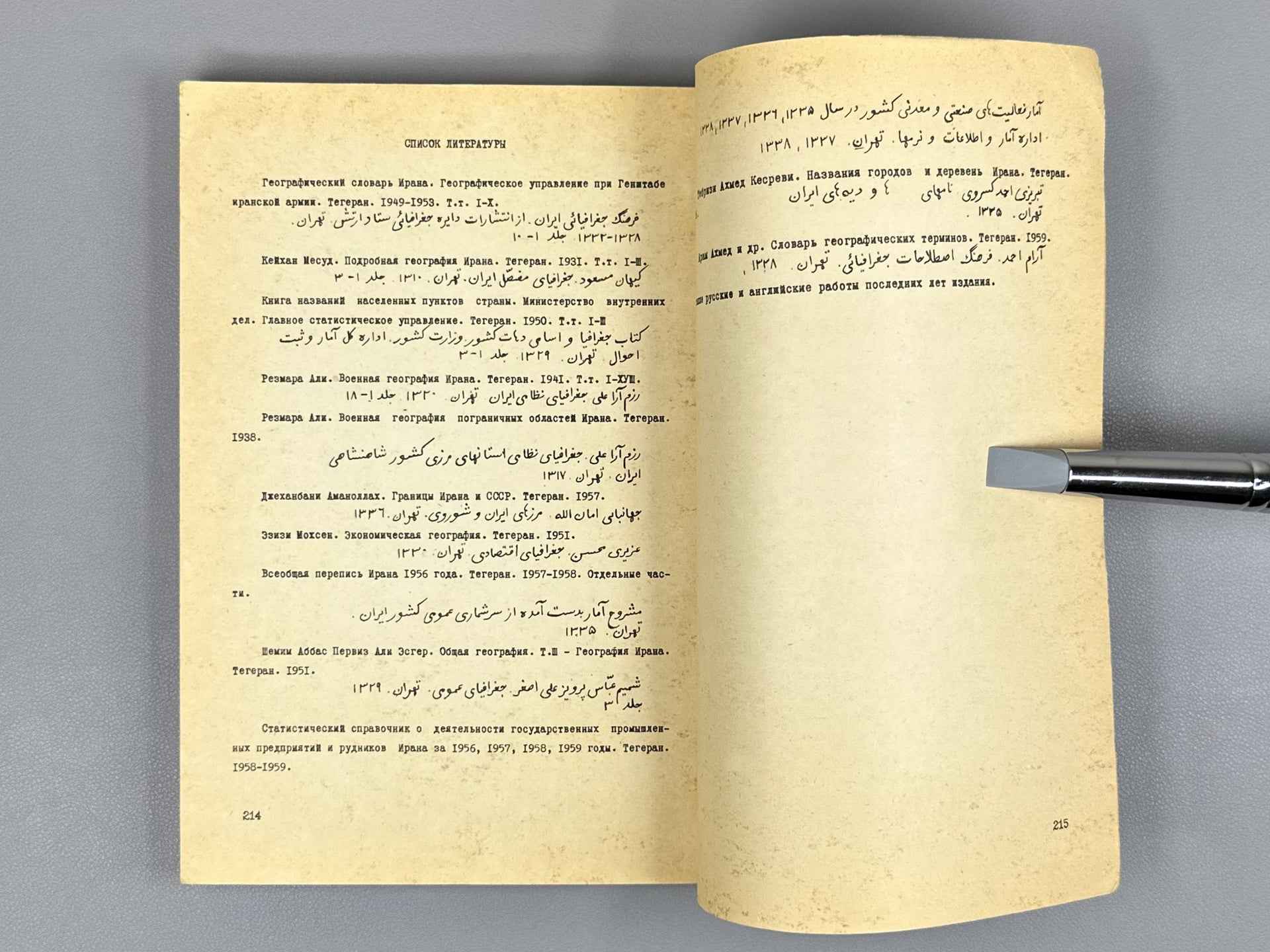Savina, V. I. Dictionary of Russian Transcription of Geographical Names of Iran (Slovar russkoy transkriptsii geograficheskikh nazvaniy Irana), 1961. In Russian.