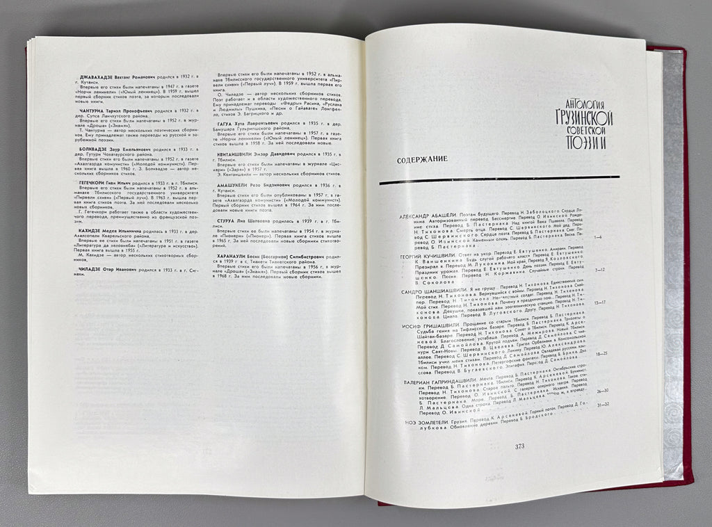 Anthology of Georgian Soviet Poetry (Antologiya gruzinskoy sovetskoy poezii). Tbilisi: Merani, 1971. In Russian