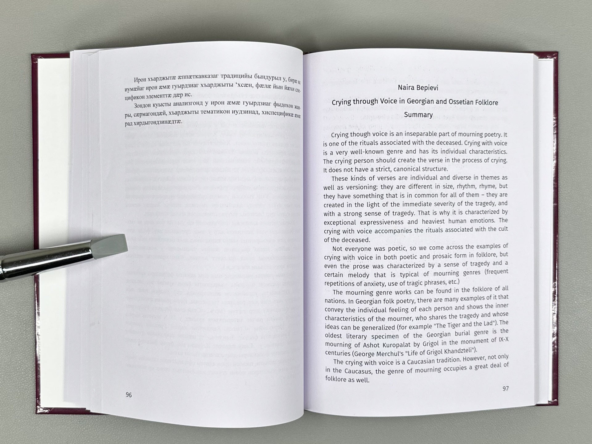 Bepievi, N., Besolova, E., Kiknadze, Z., et al. Woman in Georgian and Ossetian Folklore (Kali qartulsa da osur polklorshi / Sylgoimag guyrdziag ama iron folklory), 2022. In Georgian, Ossetian, and English.
