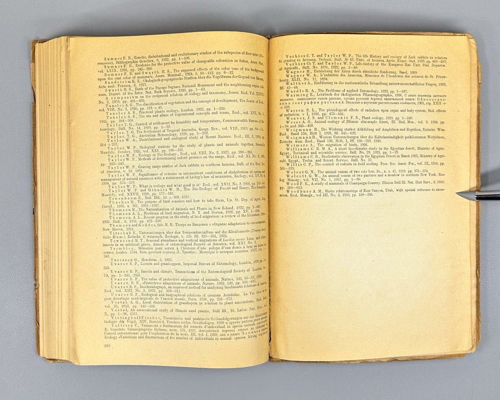 Kashkarov, D. N. Fundamentals of Animal Ecology (Osnovy ekologii zhivotnykh), 1944. In Russian.