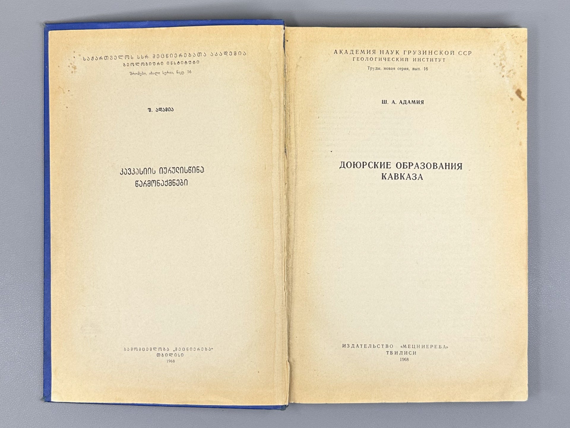 Adamiya, Sh. A. Pre-Jurassic Formations of the Caucasus (Doyurskiye obrazovaniya Kavkaza), 1968. In Russian.