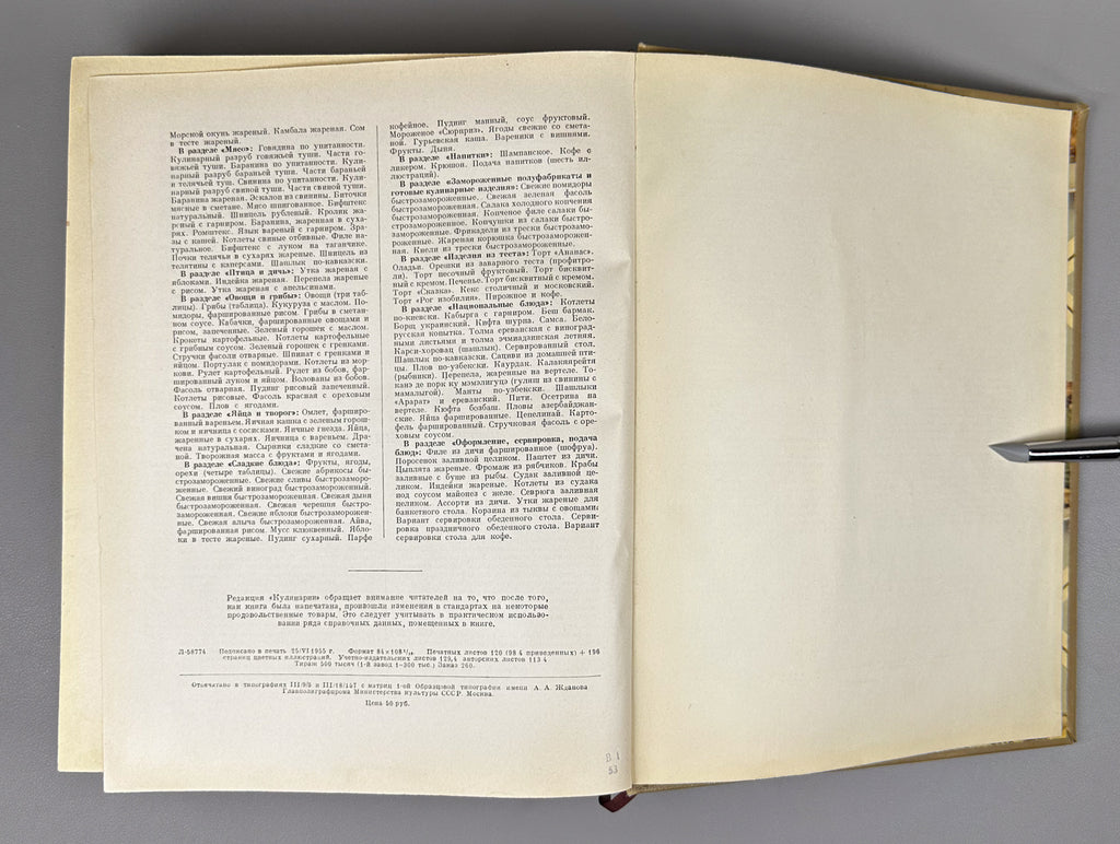 Kulinariya (Culinary Art): A Book for the Chef / edited by M. O. Lifshits. First edition. Moscow, 1955. In Russian.