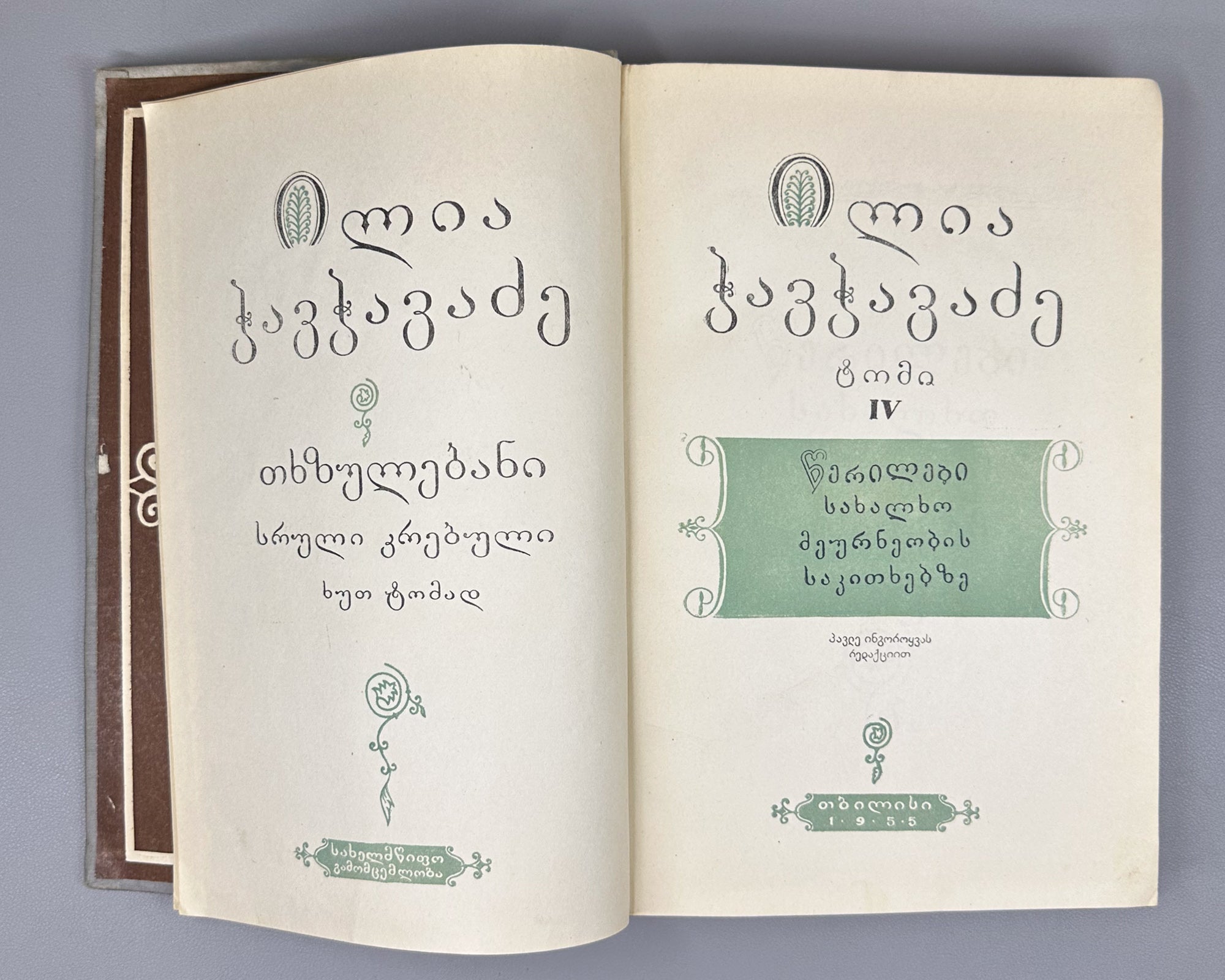 Chavchavadze, Ilia. Works: Complete Collection in Five Volumes (Tkhzulebani). Edited by P. Ingorokva. Vol. 1-5, 1937-1962. In Georgian.