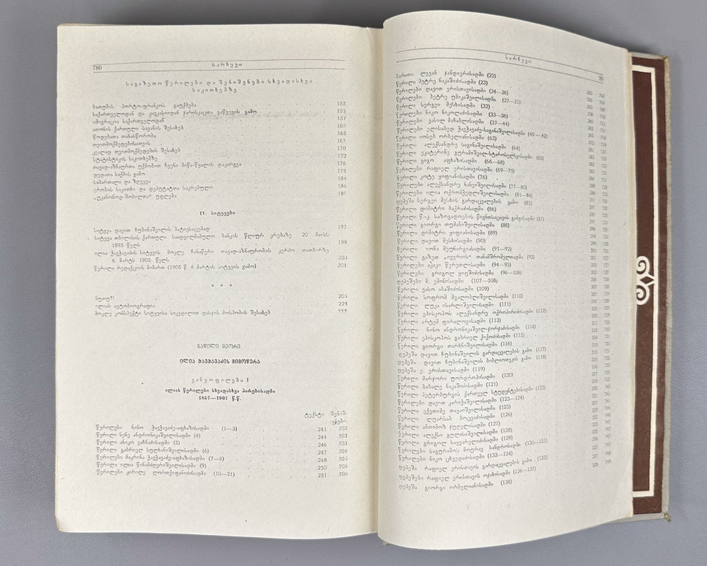 Chavchavadze, Ilia. Works: Complete Collection in Five Volumes (Tkhzulebani). Edited by P. Ingorokva. Vol. 1-5, 1937-1962. In Georgian.