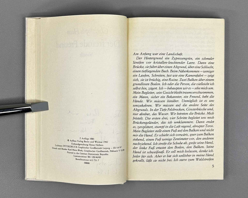 [Signed] Hein, C. The Distant Lover (Der fremde Freund), 1983. In German.