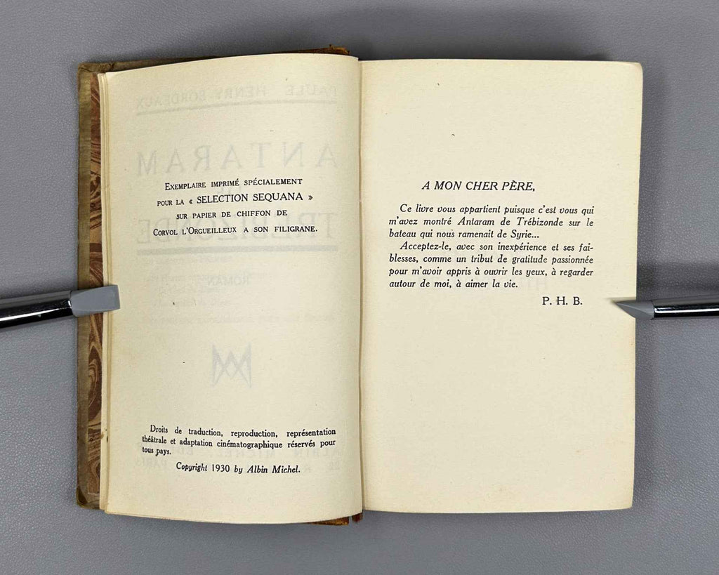 [Signed by René Gonzalez] Henry-Bordeaux, P. Antaram de Trébizonde. Paris: Albin Michel, 1930. En français.