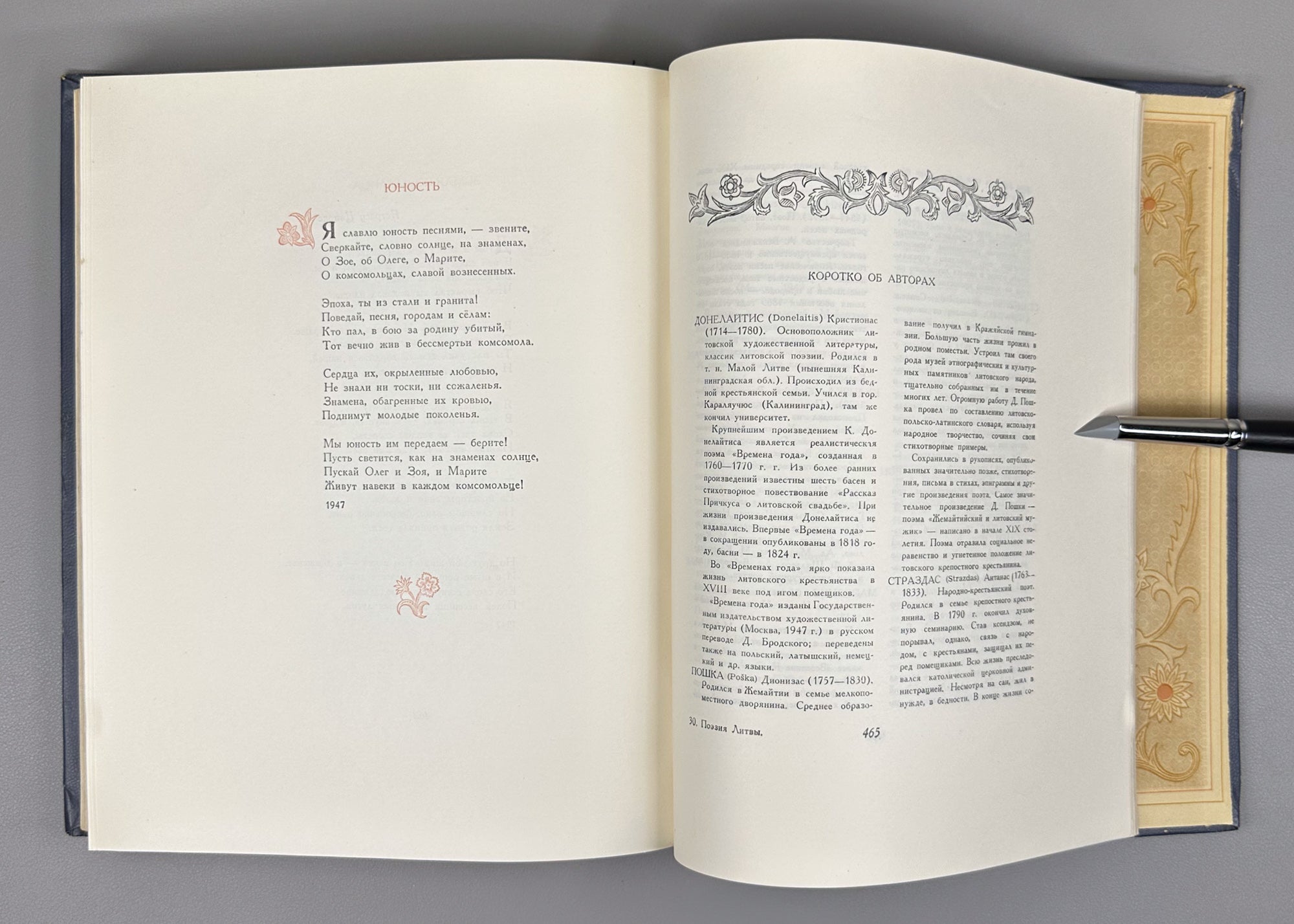 Poetry of Lithuania: An Anthology (Poeziya Litvy). Chief editor P. Antokolsky. Illustrated by A. Kučas, 1950. In Russian